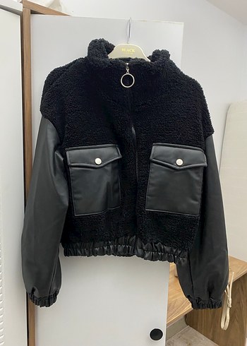 Siyah Kürklü Deri Kadın Ceket - Görsel 2