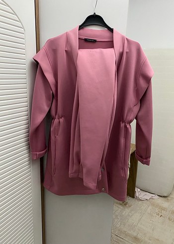 Pembe Uzun Kesim Kadın Takım Elbise - Görsel 3