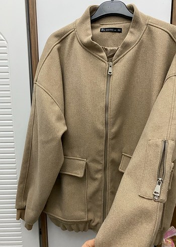 Bej Kadın Midi Boy Rahat Kesim Ceket astarlıdır mont şeklinde - Görsel 3