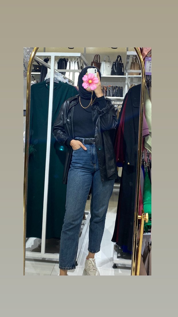 Düğmeli Siyah Deri Kadın Ceket - Görsel 3