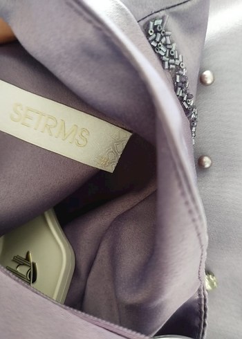 Mor Uzun Kollu İşlemeli Abiye Elbise - Görsel 11