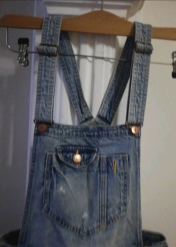 H&M Kadın Mavi Denim Kısa Askılı Tulum