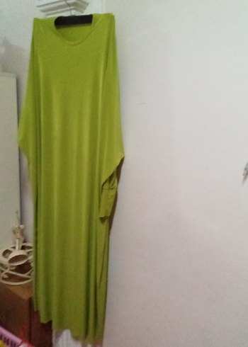 xl Beden Yeşil Drapeli Uzun Kadın Elbise