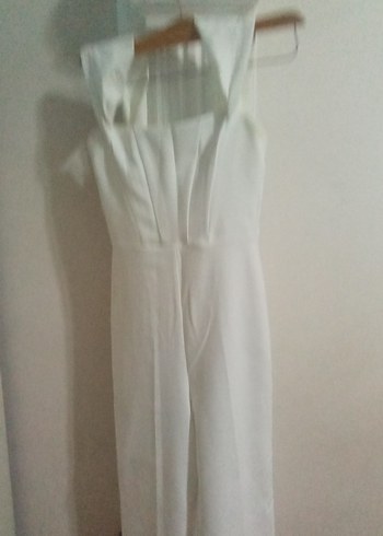 xs Beden Beyaz Uzun Askısız Kadın Tulum