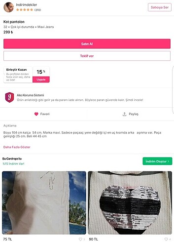 32 Beden mavi Renk Mavi marka kot pantolon