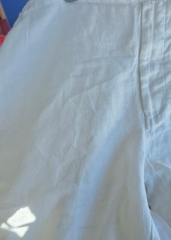l Beden beyaz Renk ADV MARKA Beyaz Keten Salaş Midi unisex Pantolon