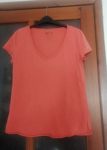 URBAN, turuncu V Yaka Kısa Kollu Kadın Tişört