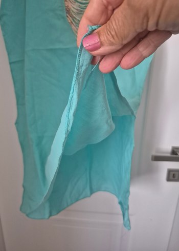 Pamuklu önü floş ip detaylı plaj elbisesi,pareo - Görsel 5