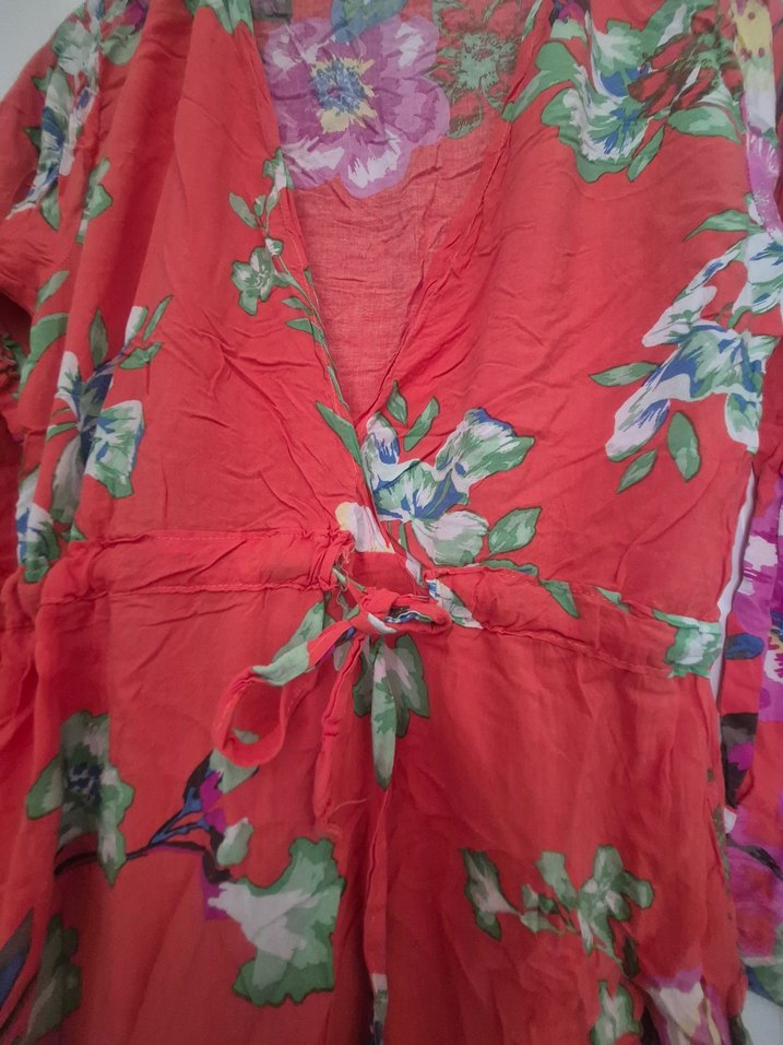 Çiçek Desenli kruvaze yakalı  Kadın  elbise - Görsel 2