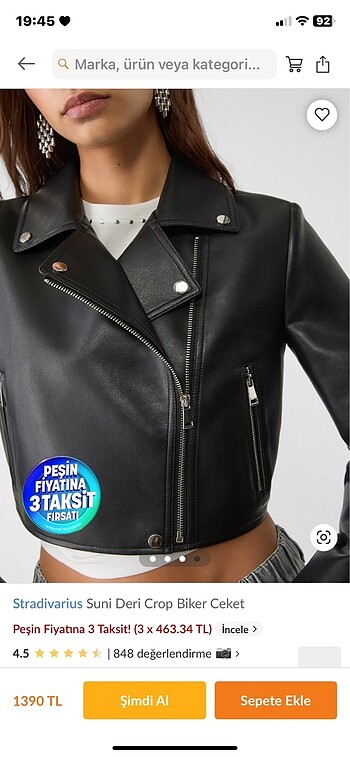 m Beden siyah Renk STRADİVARİUS suni Deri crop biker Ceket