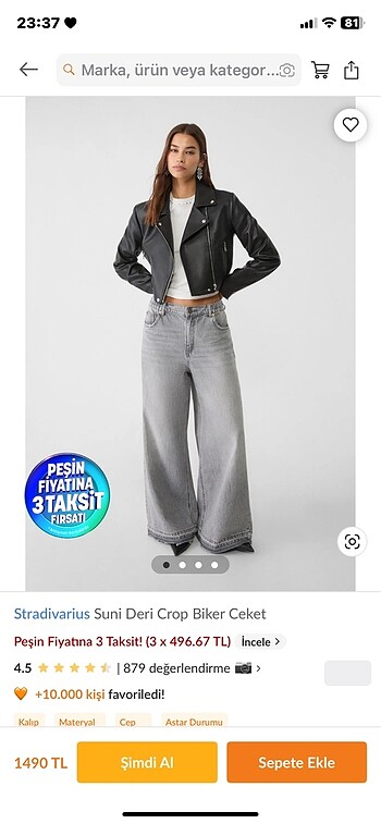 STRADİVARİUS suni Deri crop biker Ceket
