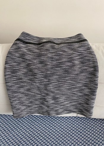Gri Örme Mini Etek