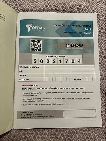  TOPRAK YAYINLARI AYT SAYISAL DENEMELERI