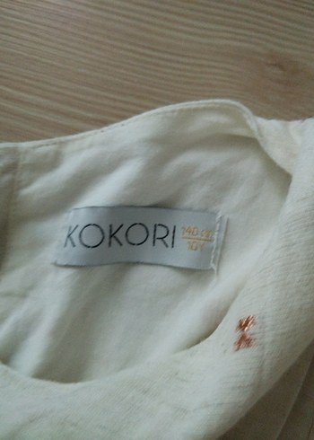 Kız Çocuk Beyaz Keten Nakışlı Elbise - Görsel 5