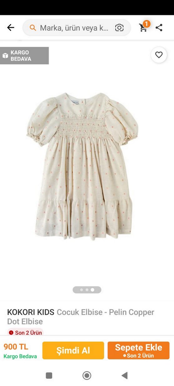 Kız Çocuk Beyaz Keten Nakışlı Elbise - Görsel 3