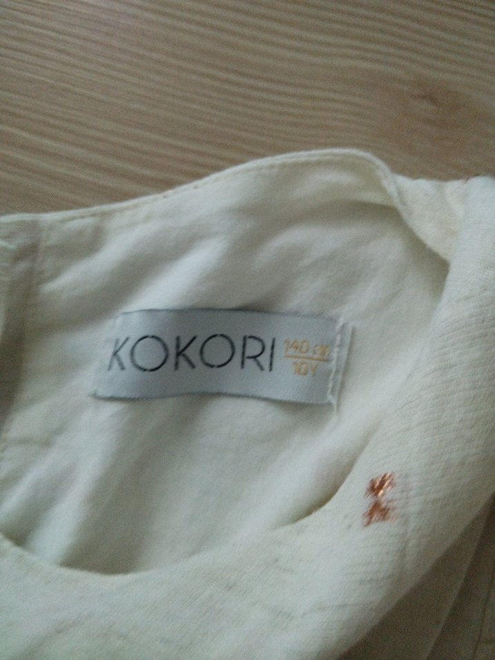 Kız Çocuk Beyaz Keten Nakışlı Elbise - Görsel 5