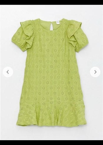 Yeşil Dantel Detaylı Kız Çocuk Elbise - Görsel 2