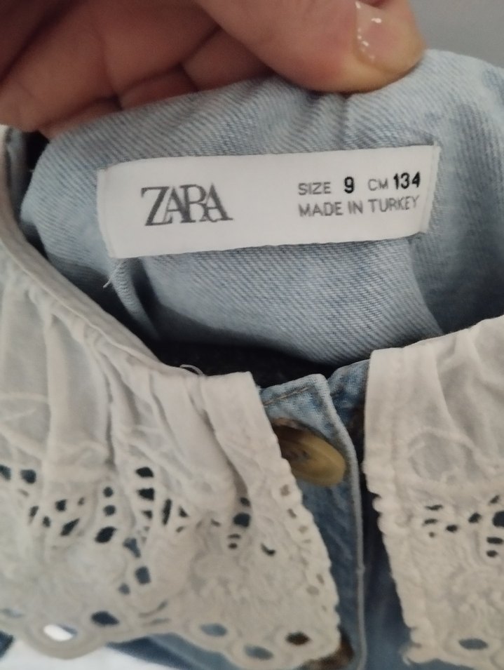 Kız Çocuk Mavi Denim Fırfırlı Elbise - Görsel 2