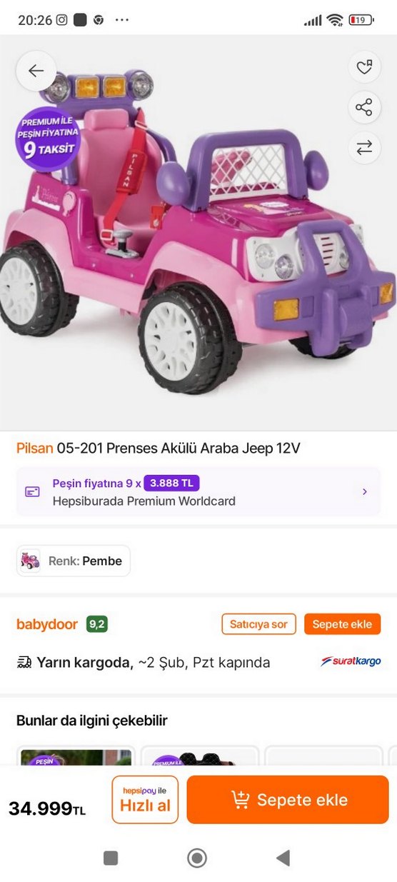 Pembe Elektrikli Çocuk Araba - Görsel 5