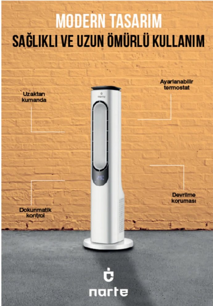 kule tipi seramik ısıtıcı ve soğutma - Görsel 2