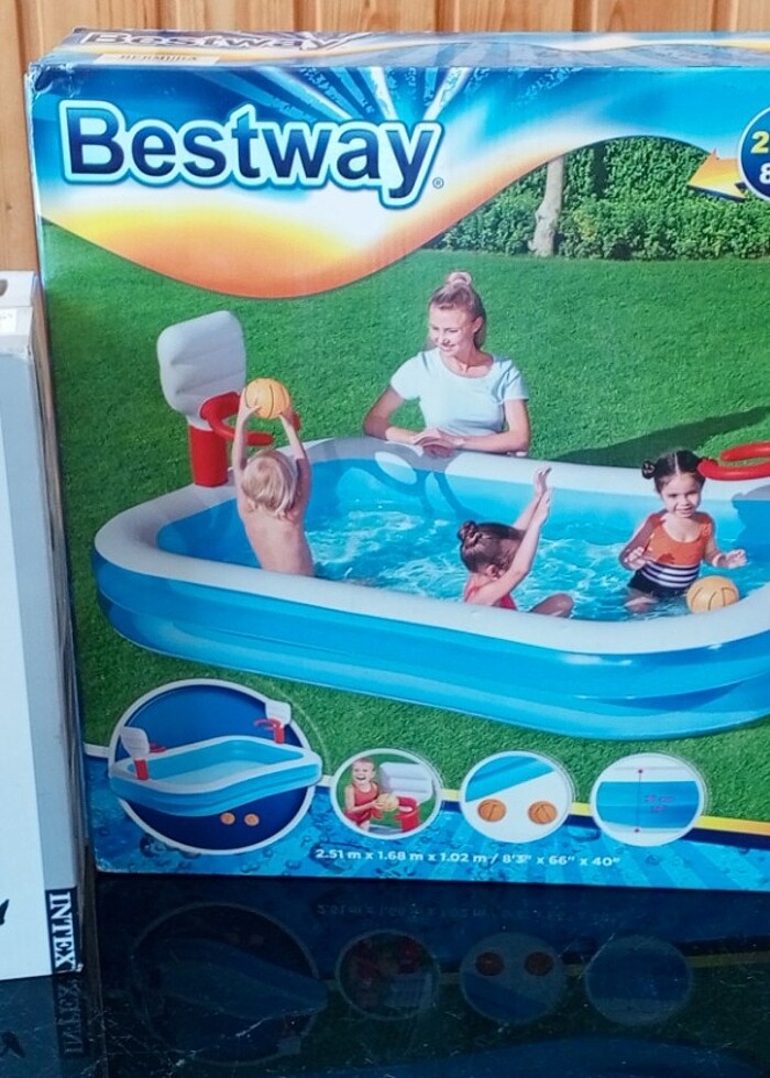 basketbol potalı havuz 254x168x102 + pompa - Görsel 5