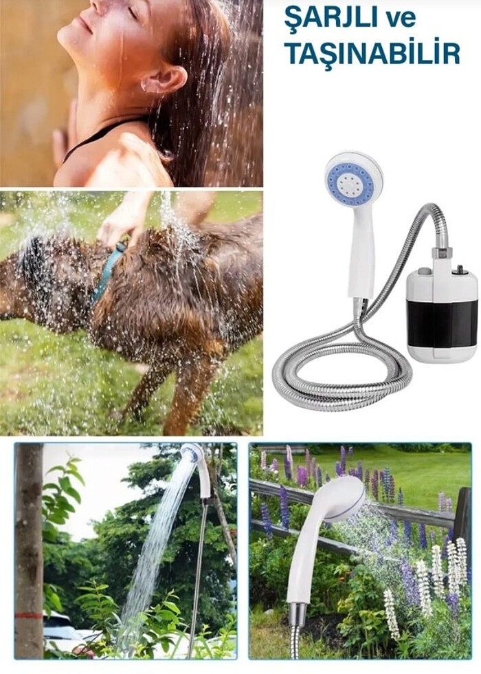 şarjlı portatif taşınabilir seyyar kamp duş seti 
 - Görsel 2