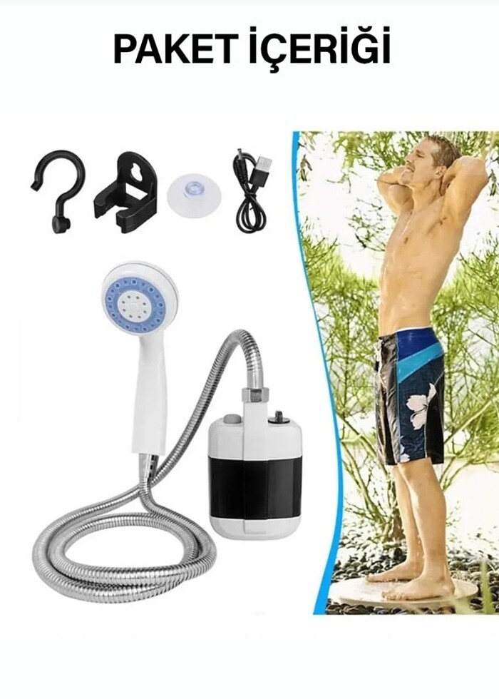 şarjlı portatif taşınabilir seyyar kamp duş seti 
 - Görsel 4