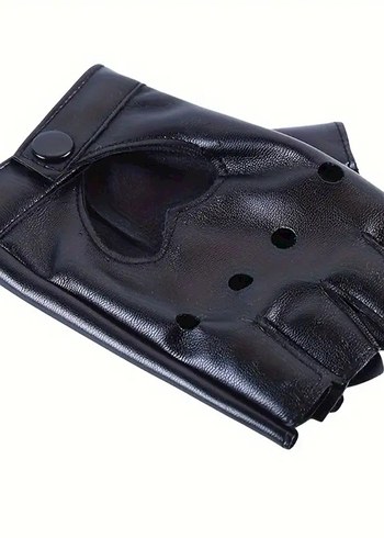 Kadın Siyah Deri Goth Eldiven - Görsel 3