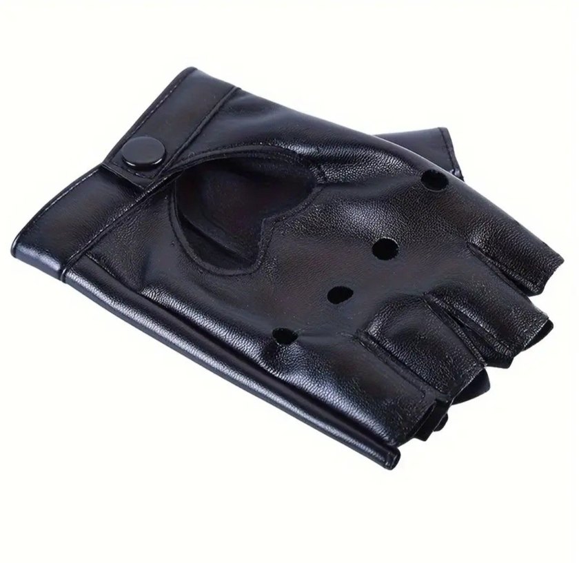 Kadın Siyah Deri Goth Eldiven - Görsel 3