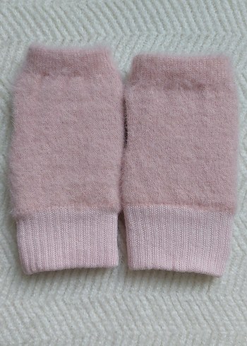 Pembe Örgü Yarım Parmak Kadın Eldiveni - Görsel 3