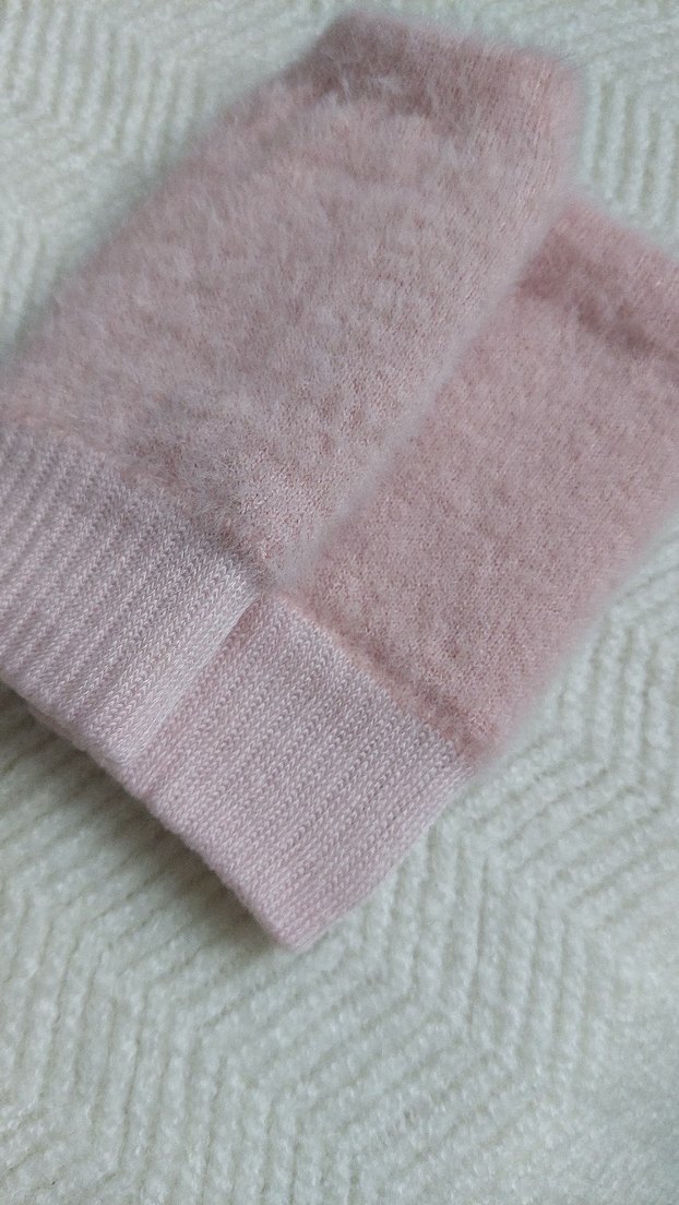 Pembe Örgü Yarım Parmak Kadın Eldiveni - Görsel 2