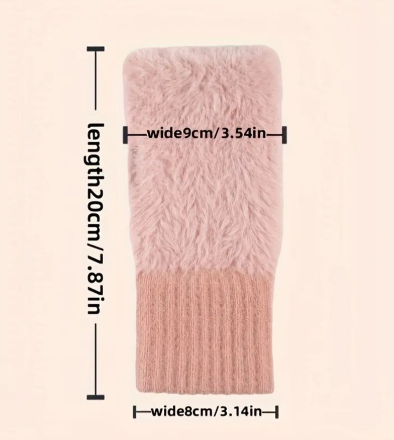 Pembe Parmaksız Peluş Eldiven - Görsel 5