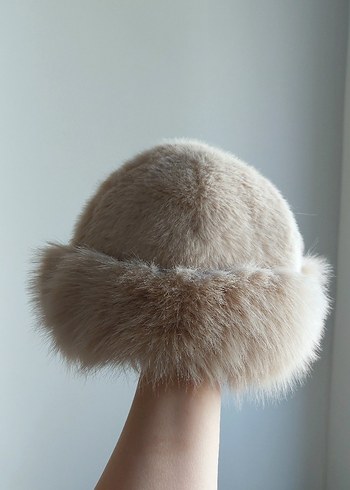 Bej Kürk Detaylı Kadın Şapka - Görsel 2