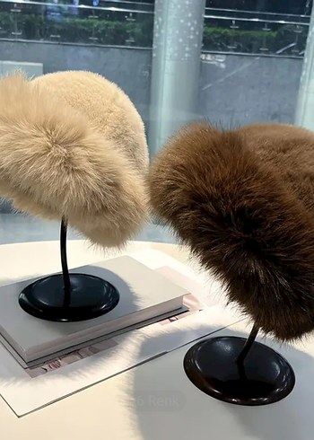 Peluş Kışlık Kadın Şapka - Görsel 2