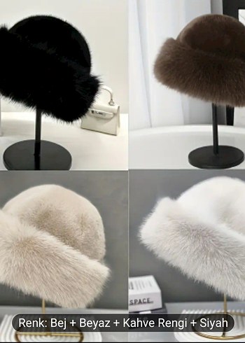 Peluş Kışlık Kadın Şapka - Görsel 6