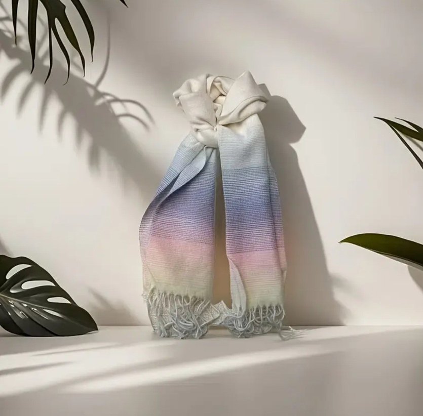 Kadın Yün Pastel Bohem Şal - Görsel 2
