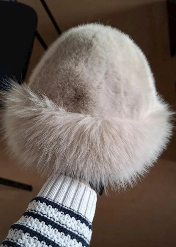 Bej Peluş Kadın Şapka - Görsel 2