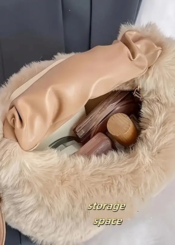 Bej Kürklü Deri Kadın Çanta - Görsel 3