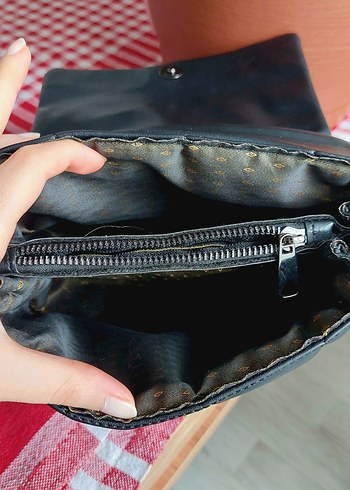 Kareli Siyah Suni Deri Kadın Çanta - Görsel 4