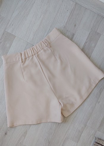 Bej Pileli Mini Şort Etek - Görsel 5