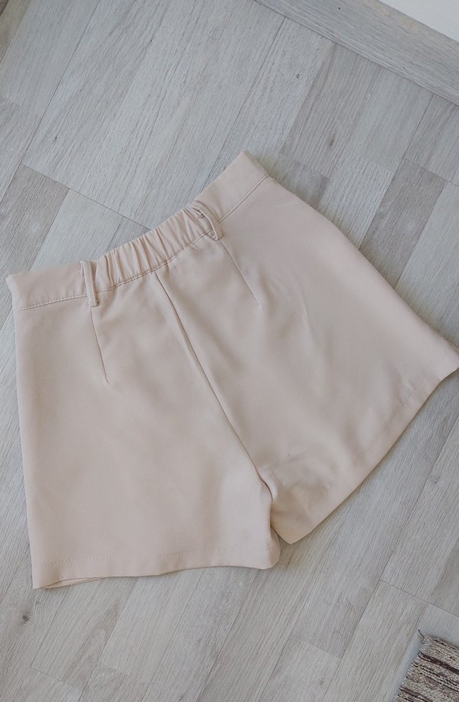 Bej Pileli Mini Şort Etek - Görsel 5