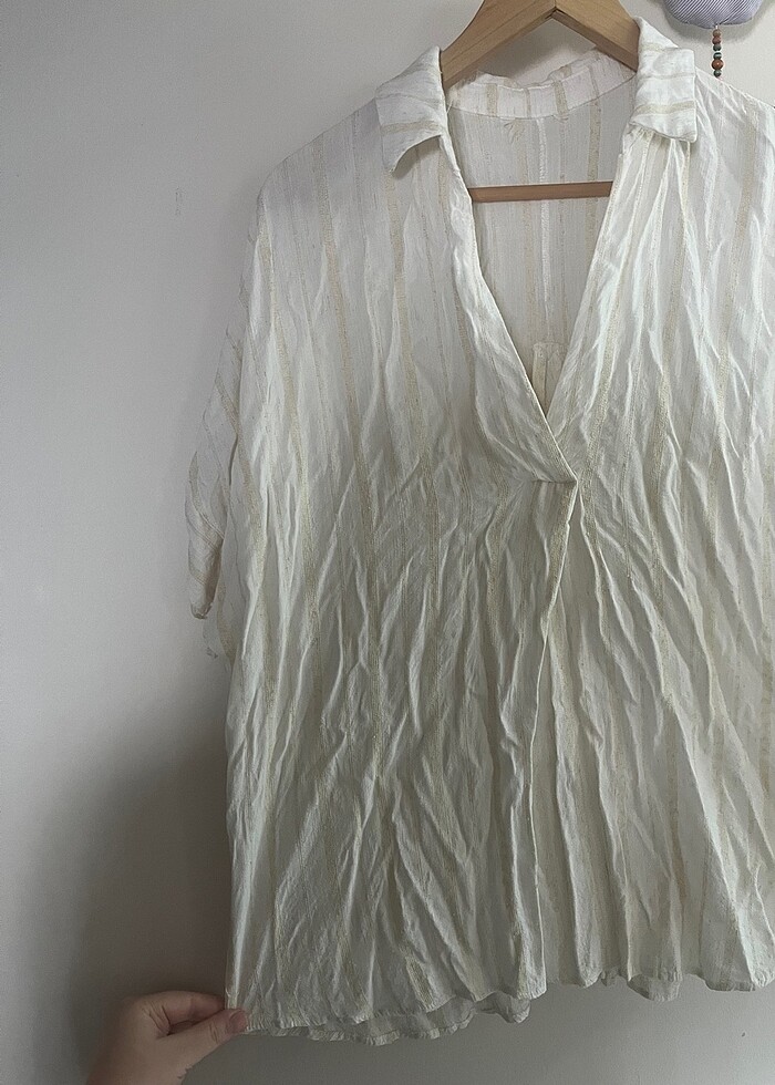 Beyaz yazlık gömlek - Görsel 2