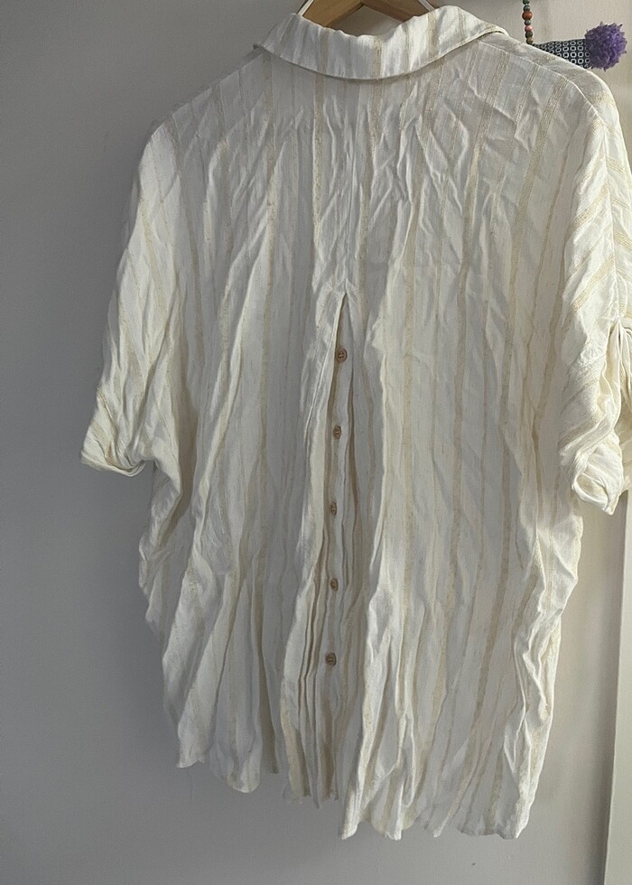 Beyaz yazlık gömlek - Görsel 5