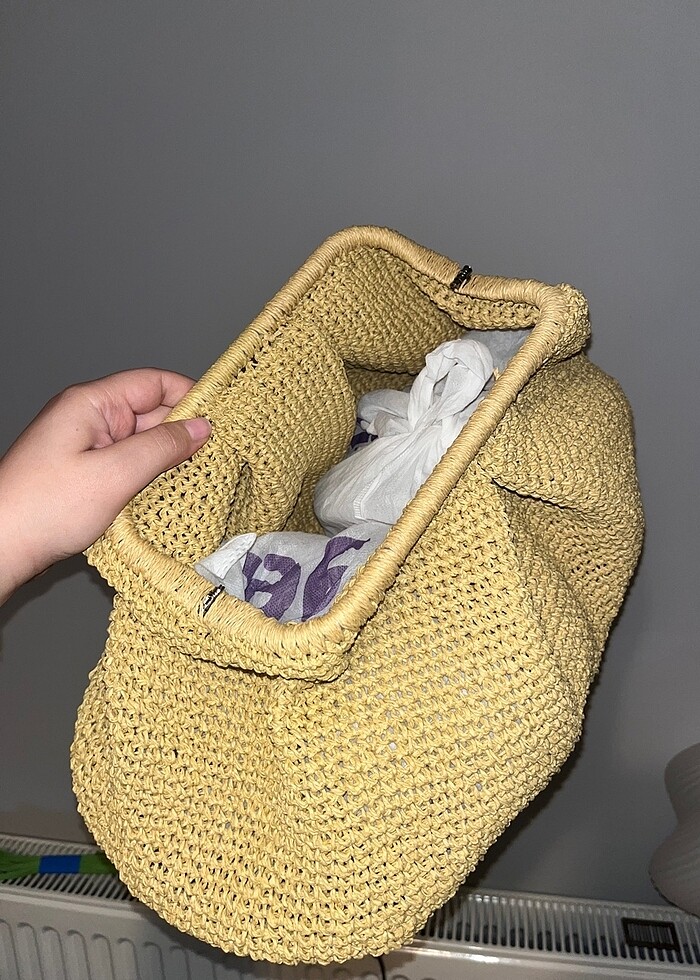 Hasır pileli clutch - Görsel 3