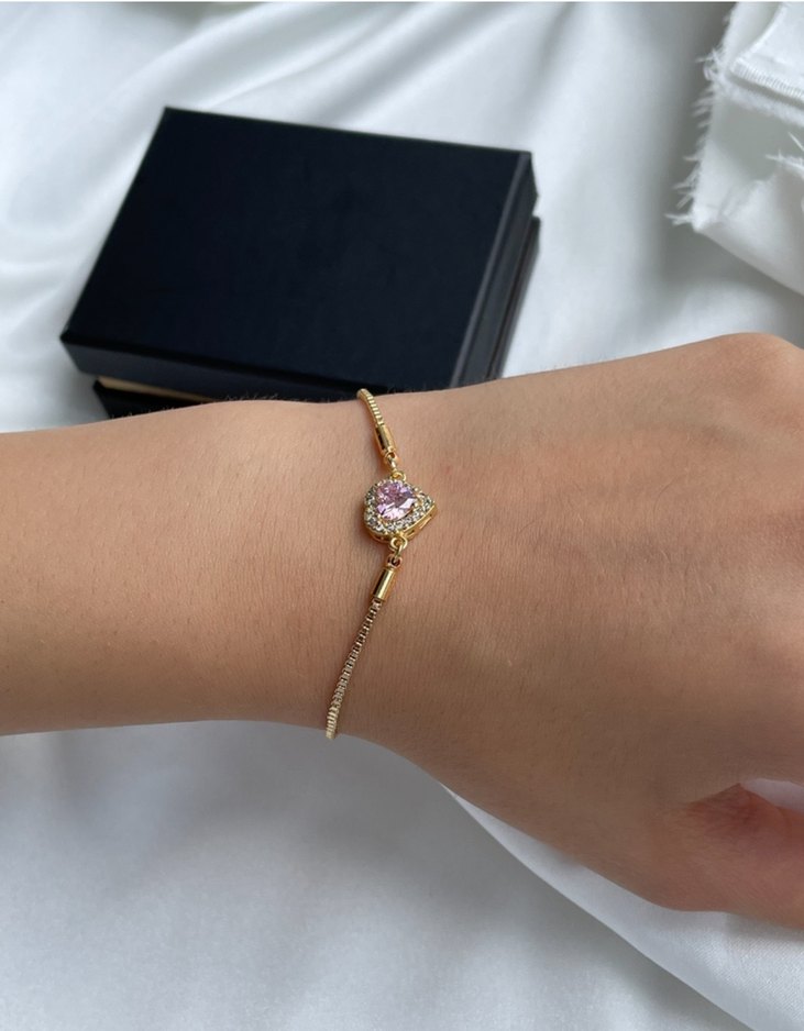 Vintage Altın Zincir Kalp Detaylı Kadın Bileklik - Görsel 2