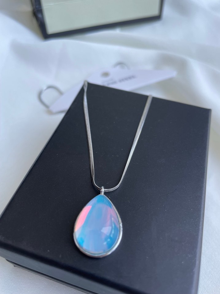 Mavi Pastel Zincir Detaylı Kadın Kolye - Görsel 3