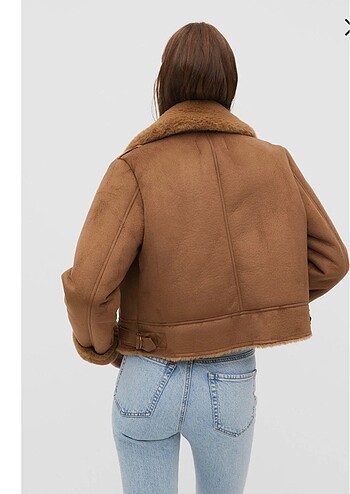 Stradivarius Stradivarius Kürklü Biker Mont