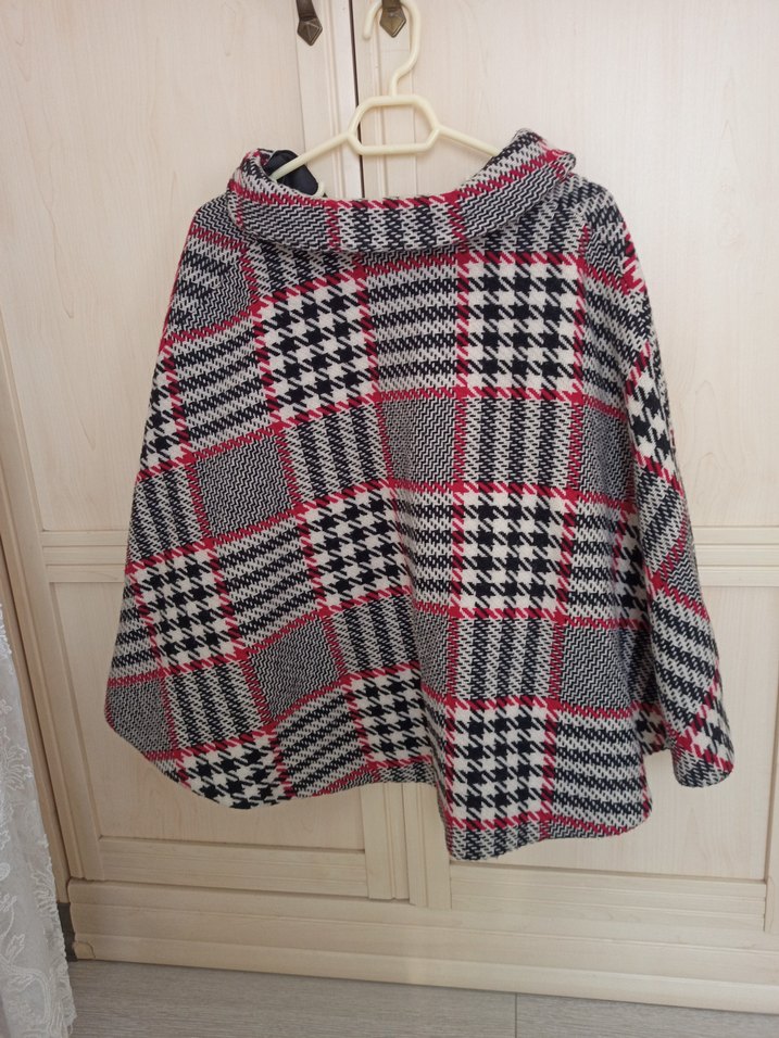 Düğmeli Ekose Desenli Kısa Hamile Paltosu - Görsel 4