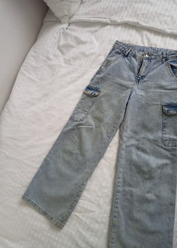 Gri Midi Geniş Kesim Denim Kadın Pantolon - Görsel 2