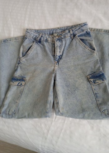 Gri Midi Geniş Kesim Denim Kadın Pantolon - Görsel 5